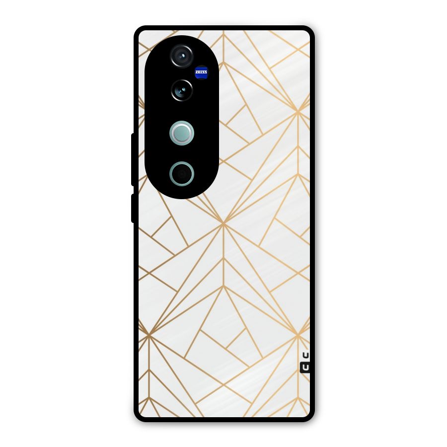 White Golden Zig Zag Metal Back Case for Vivo V40