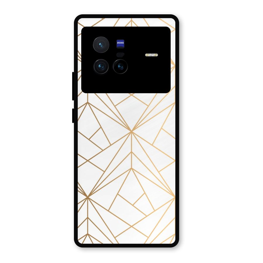 White Golden Zig Zag Metal Back Case for Vivo X80