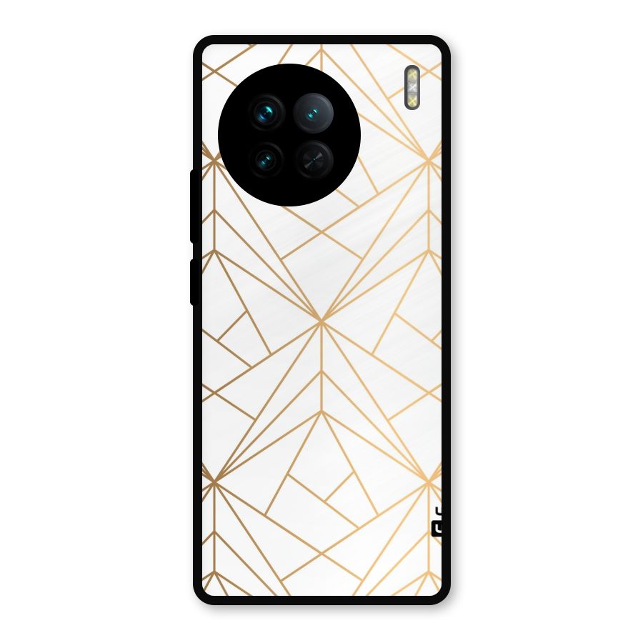 White Golden Zig Zag Metal Back Case for Vivo X90