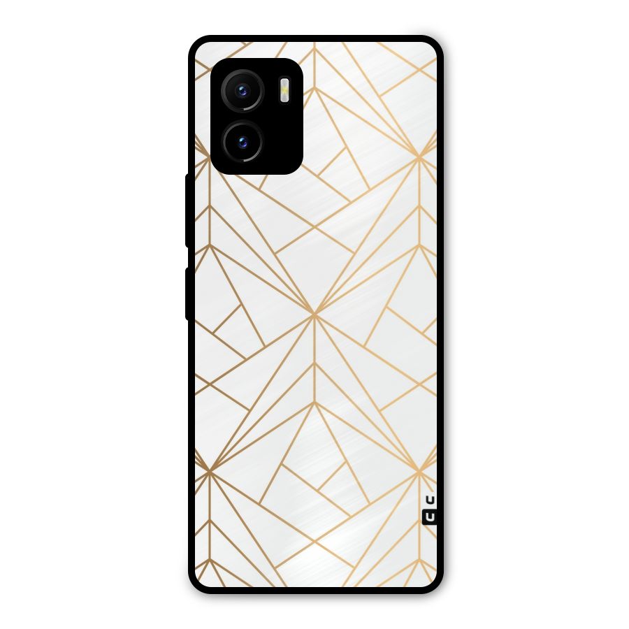 White Golden Zig Zag Metal Back Case for Vivo Y15s