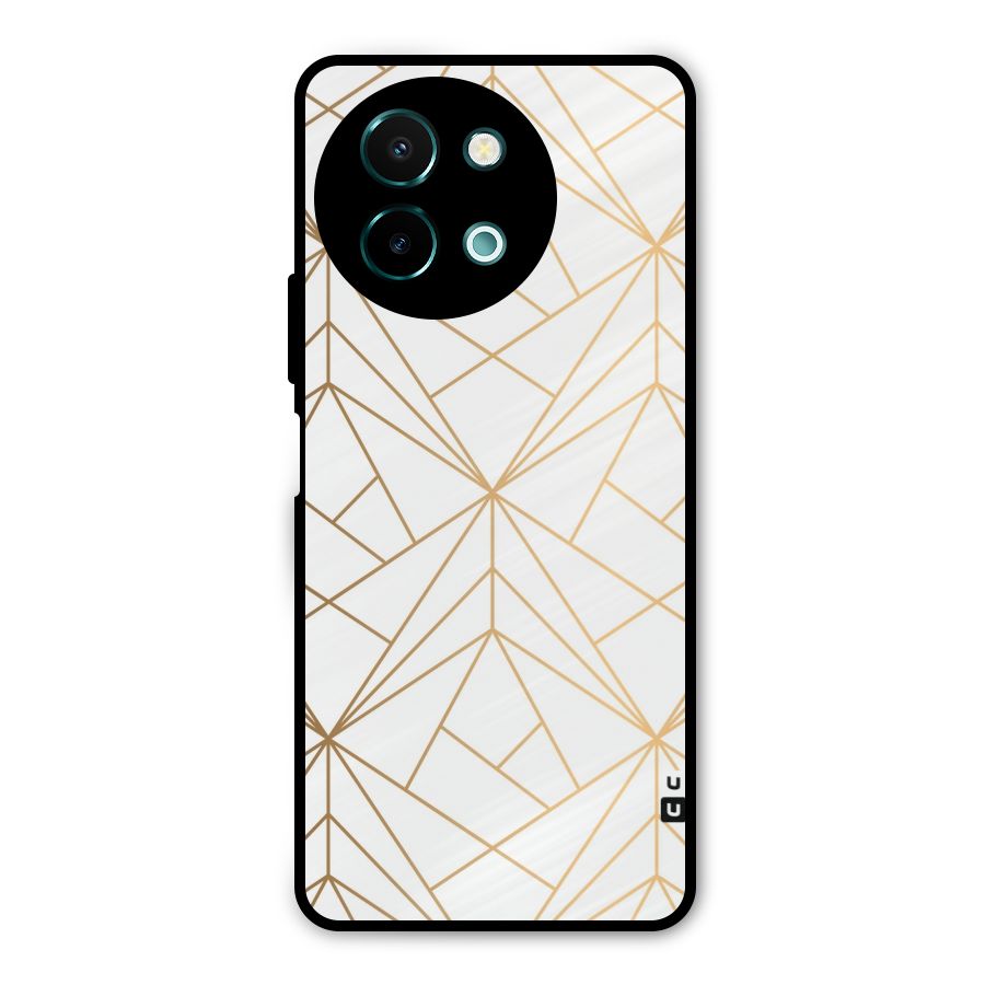 White Golden Zig Zag Metal Back Case for Vivo Y58