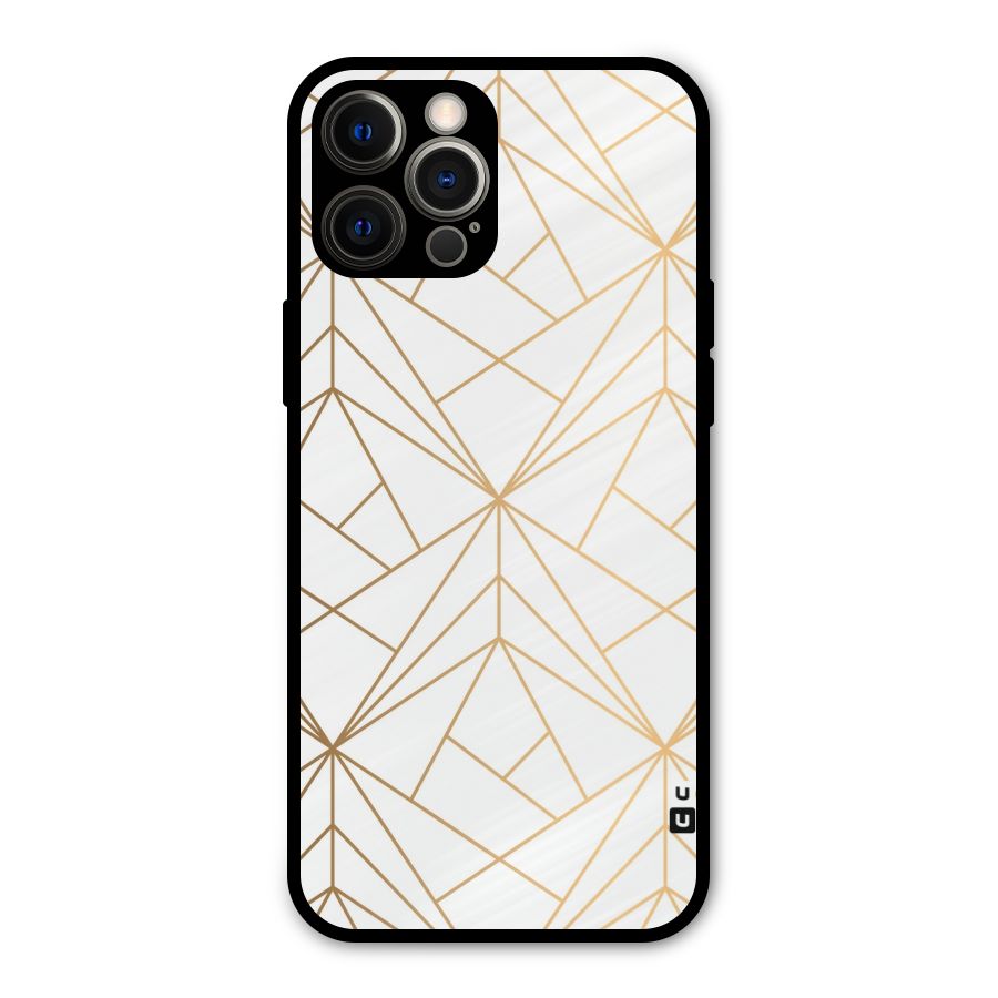 White Golden Zig Zag Metal Back Case for iPhone 12 Pro Max