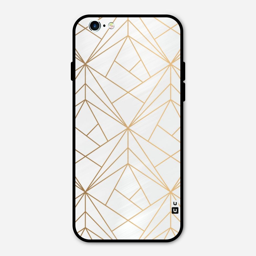 White Golden Zig Zag Metal Back Case for iPhone 6 6s