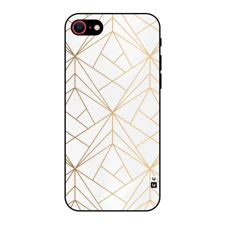 White Golden Zig Zag Metal Back Case for iPhone 7