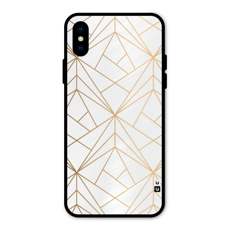 White Golden Zig Zag Metal Back Case for iPhone XS