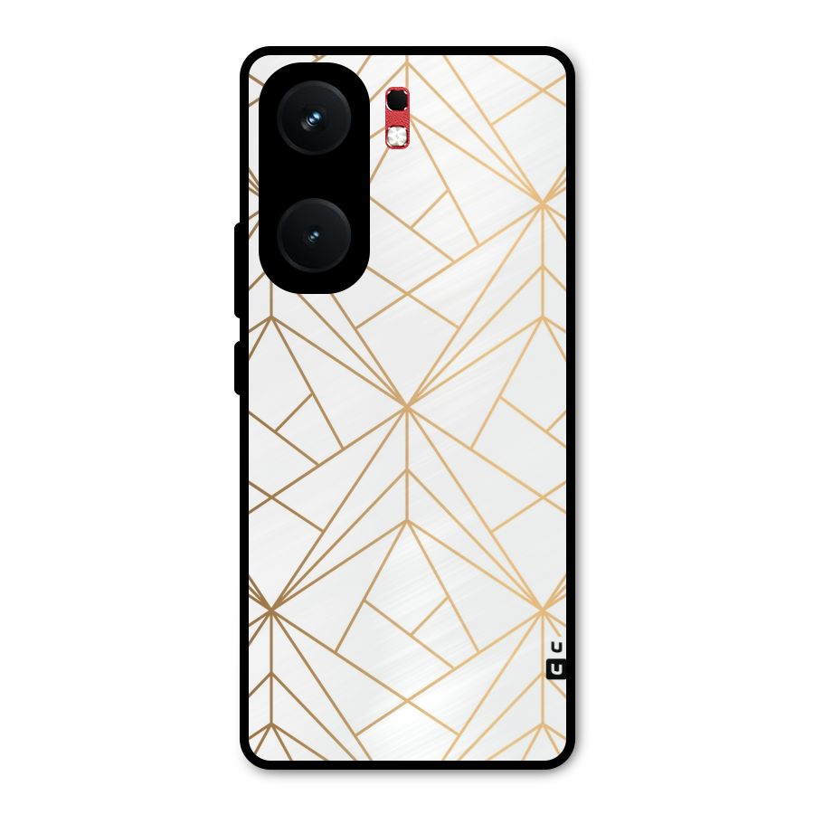 White Golden Zig Zag Metal Back Case for iQOO Neo 9 Pro