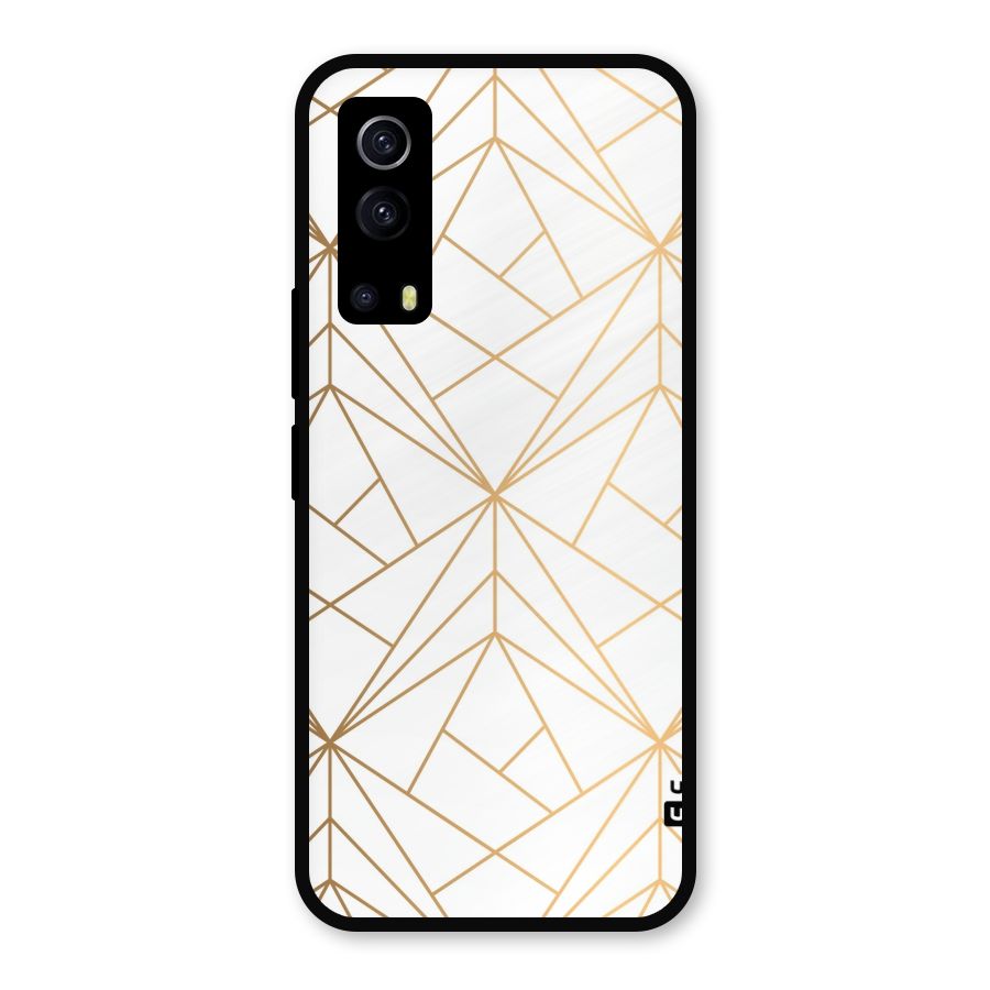 White Golden Zig Zag Metal Back Case for iQOO Z3