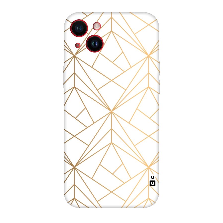 White Golden Zig Zag Original Polycarbonate Back Case for iPhone 14 Plus