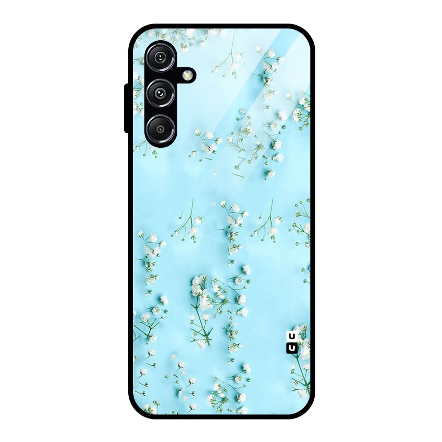 White Lily Design Glass Back Case for Galaxy M34 5G