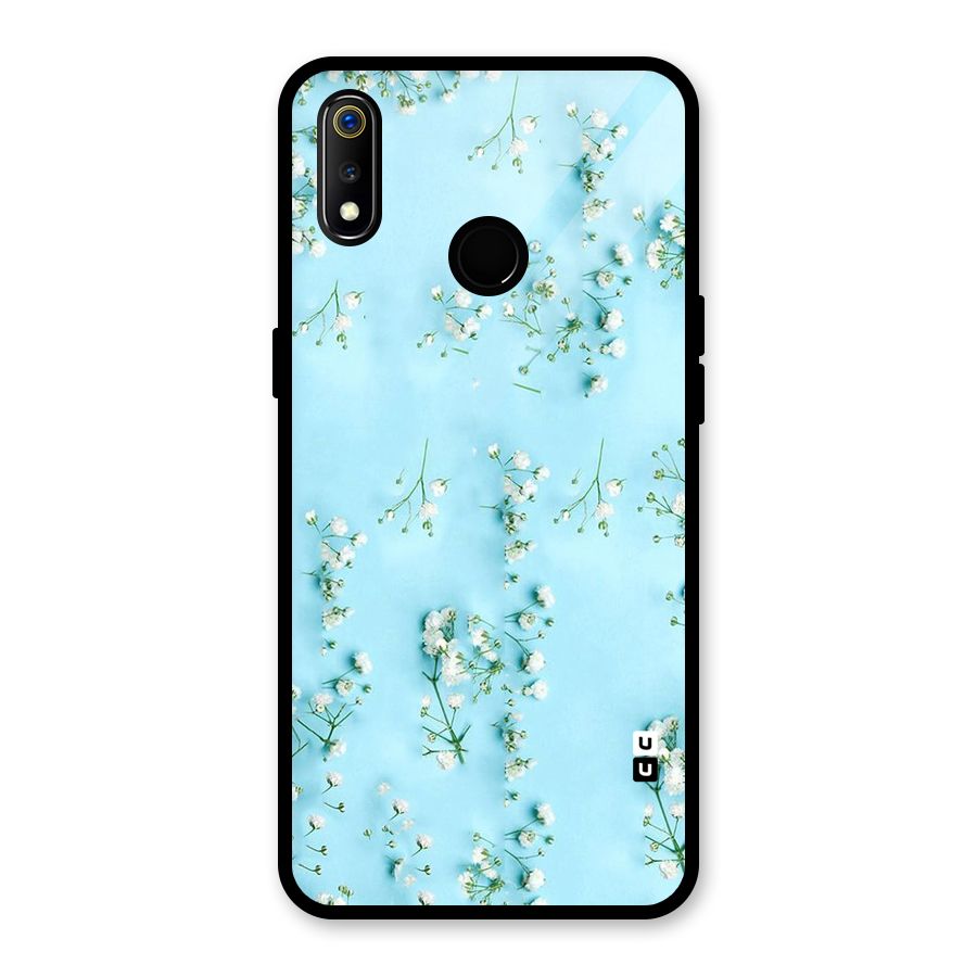 White Lily Design Glass Back Case for Realme 3