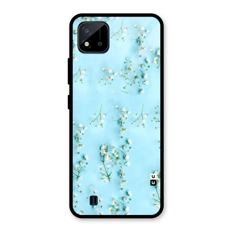 White Lily Design Glass Back Case for Realme C11 2021