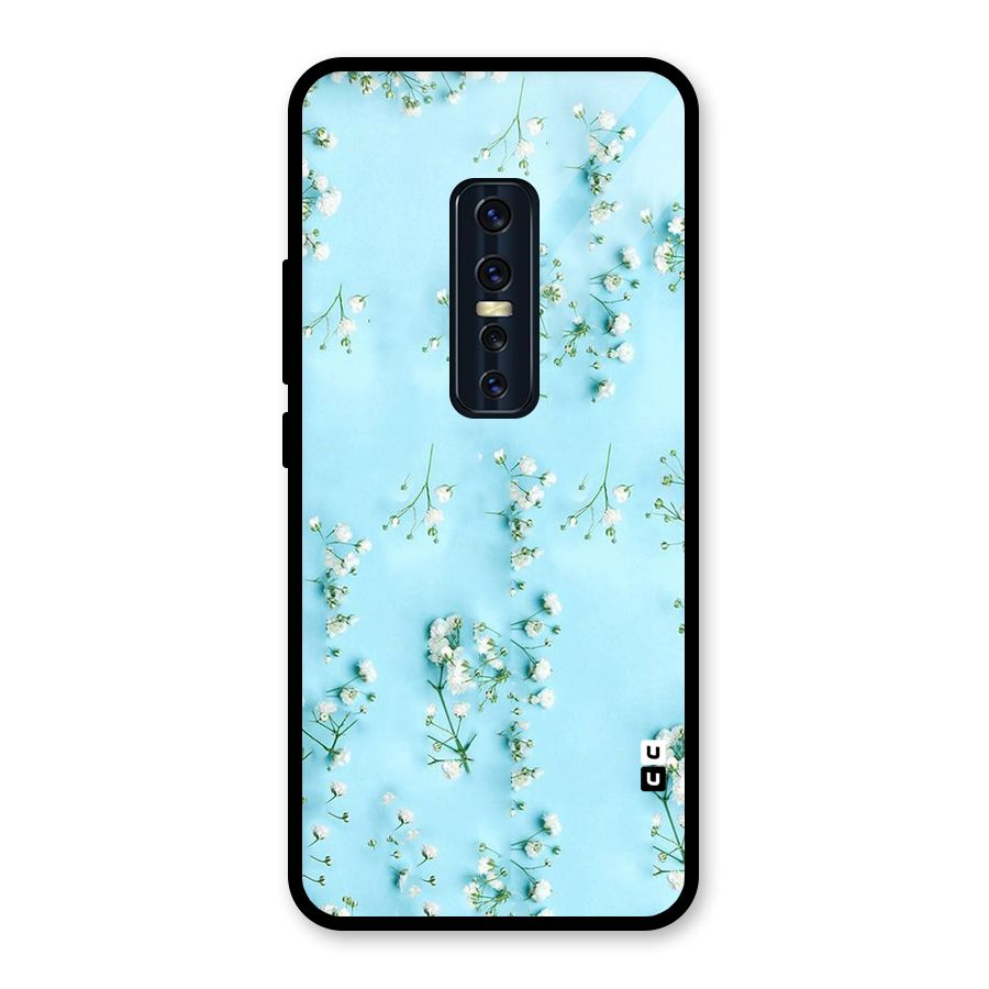 White Lily Design Glass Back Case for Vivo V17 Pro
