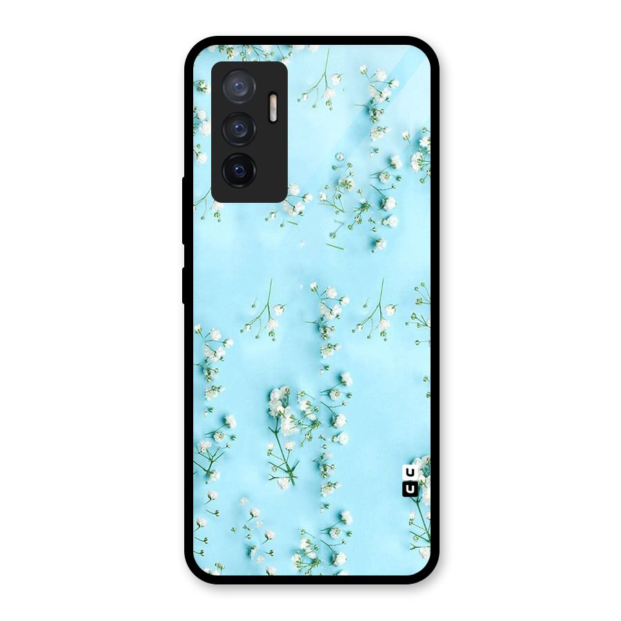 White Lily Design Glass Back Case for Vivo V23e