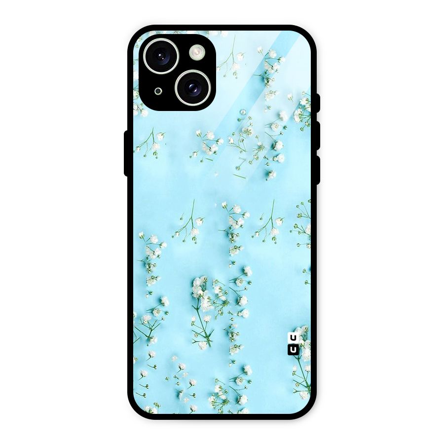 White Lily Design Glass Back Case for iPhone 15 Plus