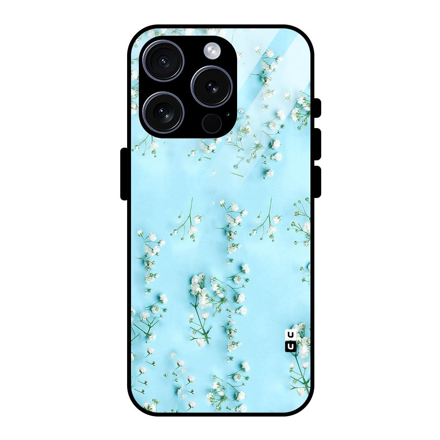 White Lily Design Glass Back Case for iPhone 15 Pro