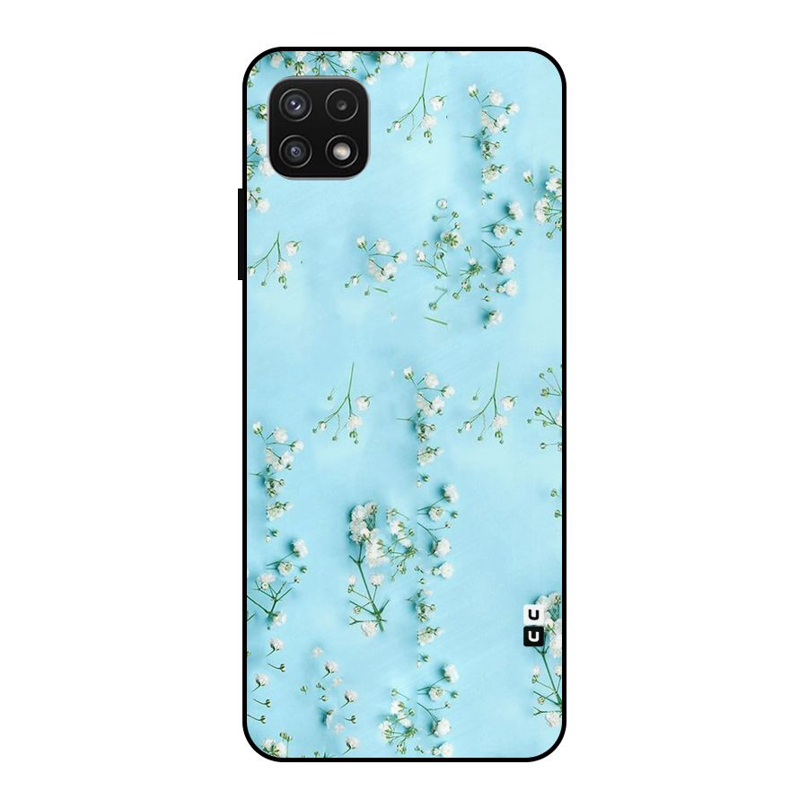 White Lily Design Metal Back Case for Galaxy A22 5G