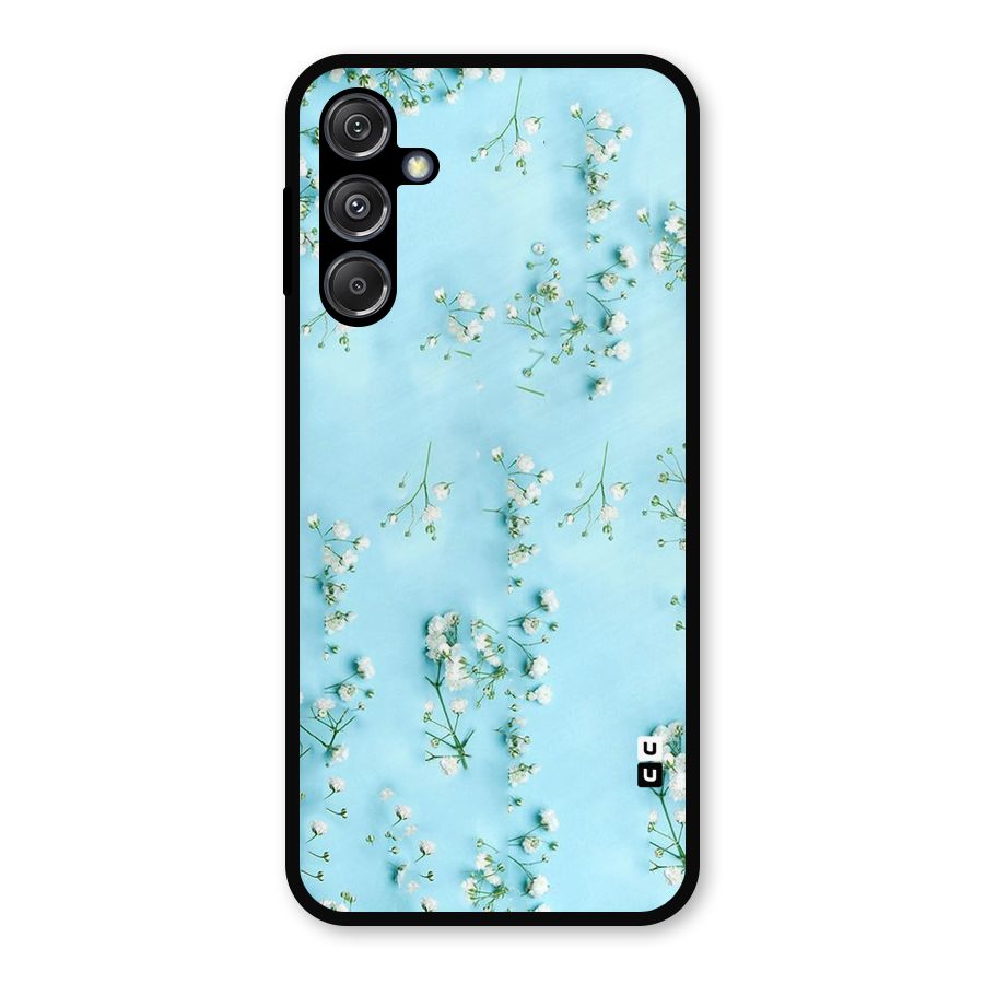 White Lily Design Metal Back Case for Galaxy M34 5G