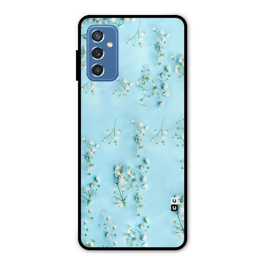 White Lily Design Metal Back Case for Galaxy M52 5G
