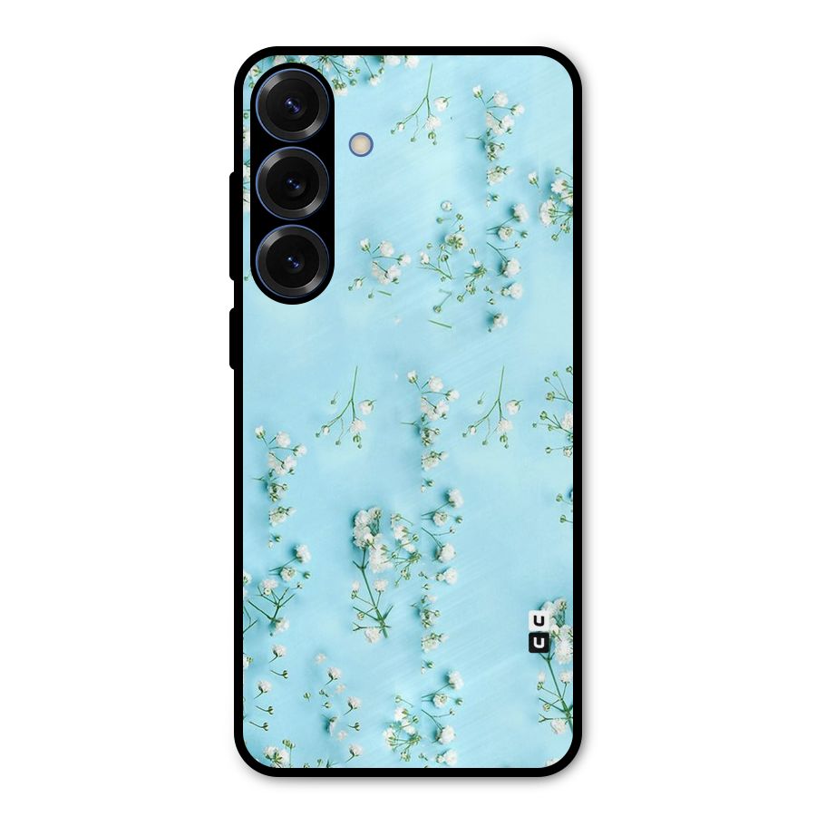 White Lily Design Metal Back Case for Galaxy S25 Plus