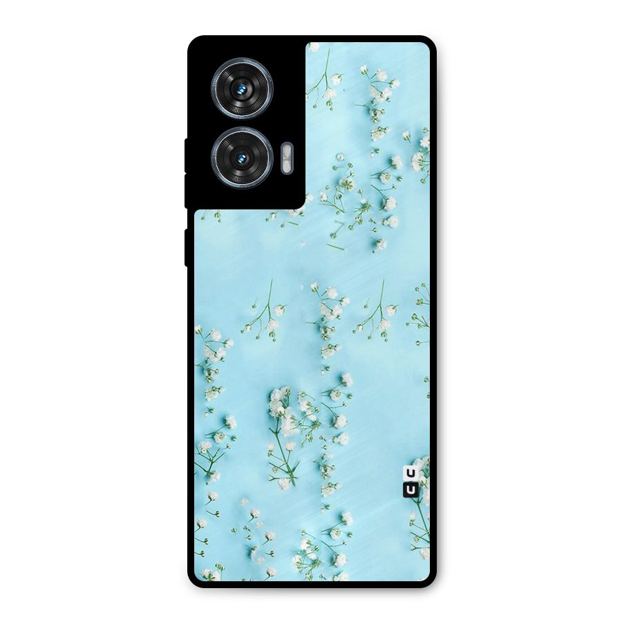 White Lily Design Metal Back Case for Motorola Edge 50 Fusion