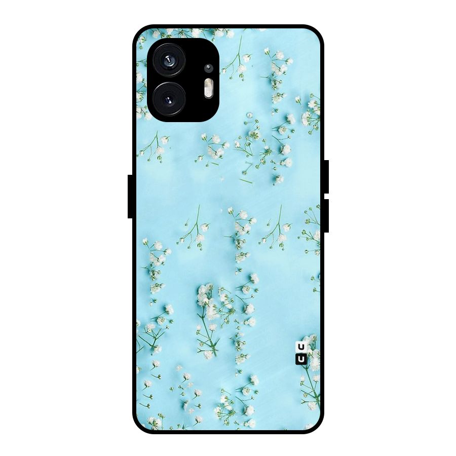 White Lily Design Metal Back Case for Nothing Phone 2