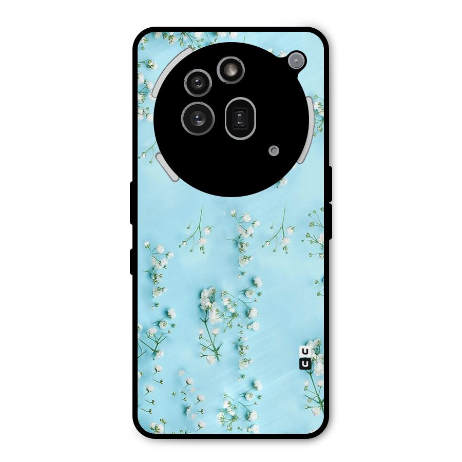 White Lily Design Metal Back Case for Nothing Phone 3a Pro
