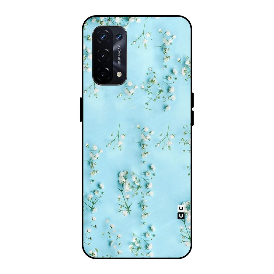 White Lily Design Metal Back Case for Oppo A74 5G