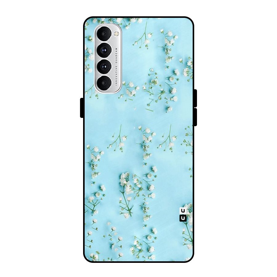 White Lily Design Metal Back Case for Oppo Reno4 Pro