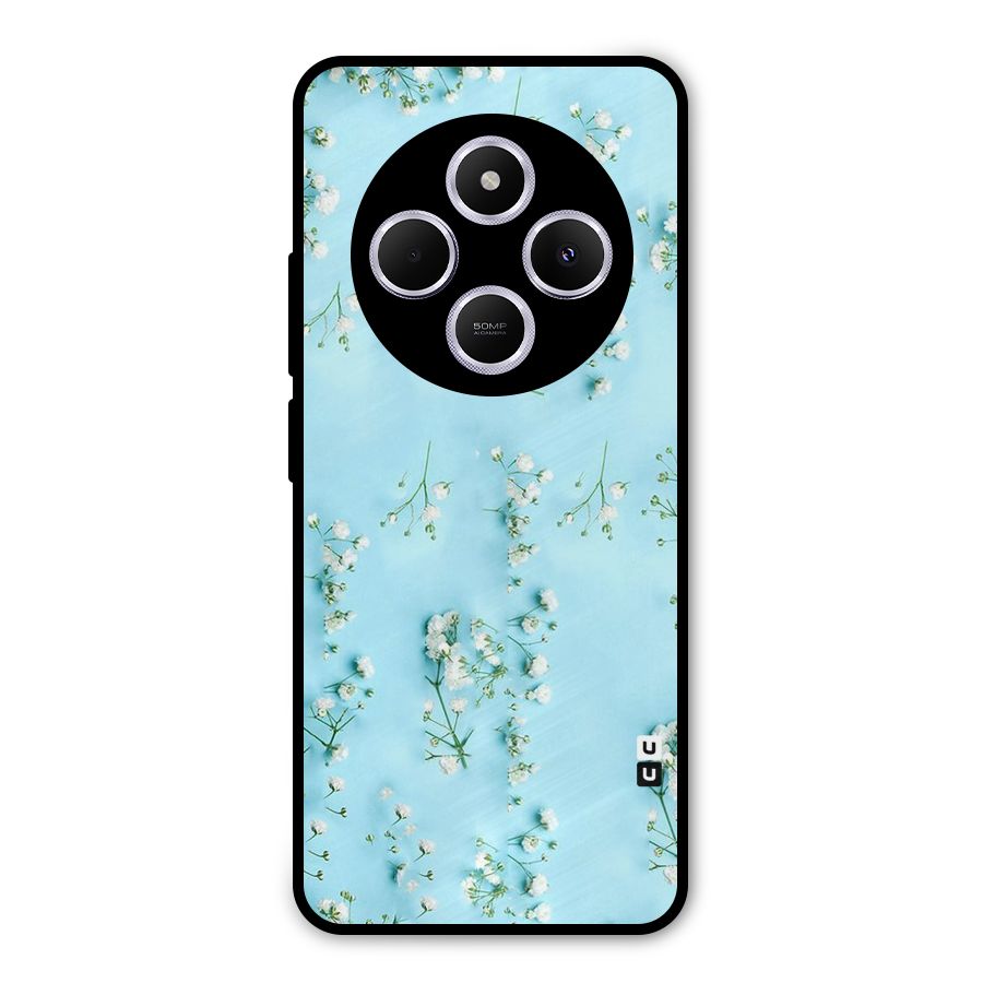 White Lily Design Metal Back Case for Poco C75 5G