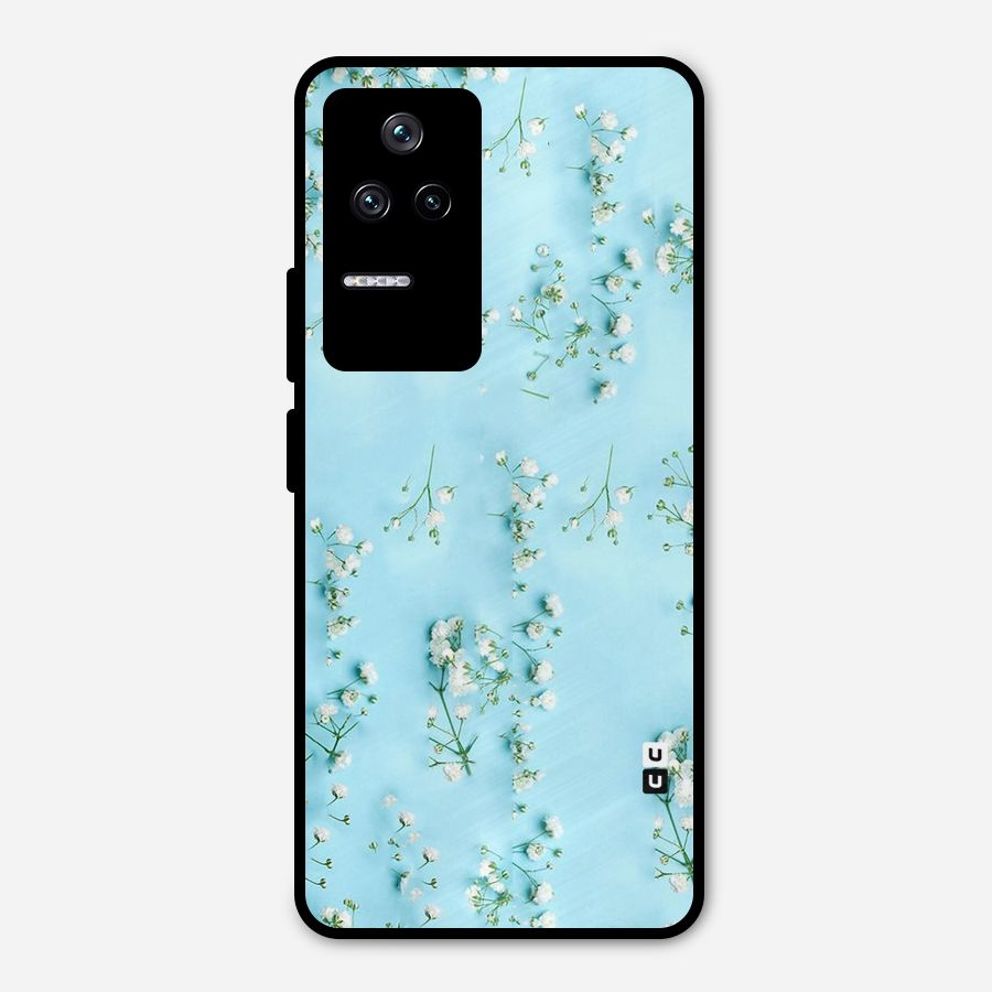 White Lily Design Metal Back Case for Poco F4 5G