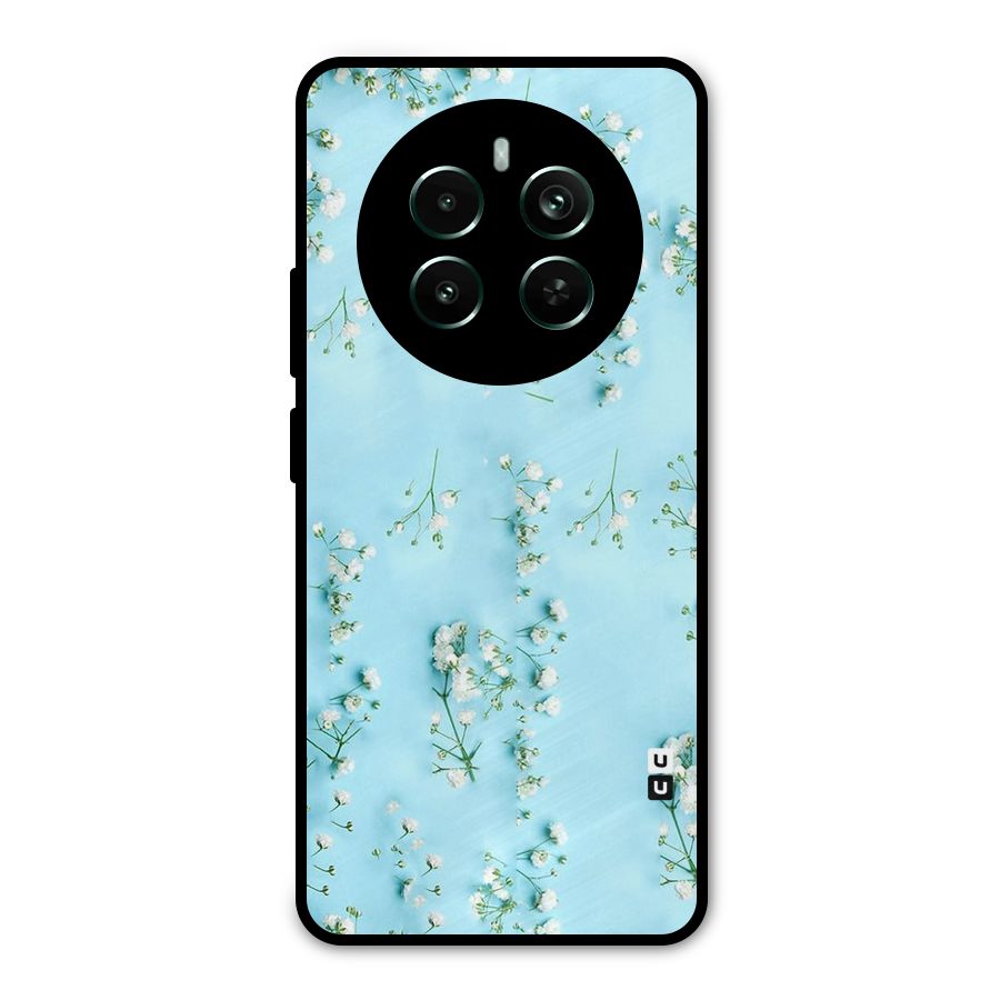 White Lily Design Metal Back Case for Realme 12 Pro Plus