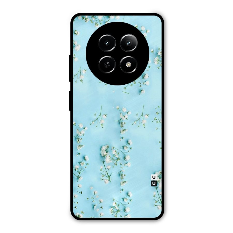 White Lily Design Metal Back Case for Realme 12x 5G