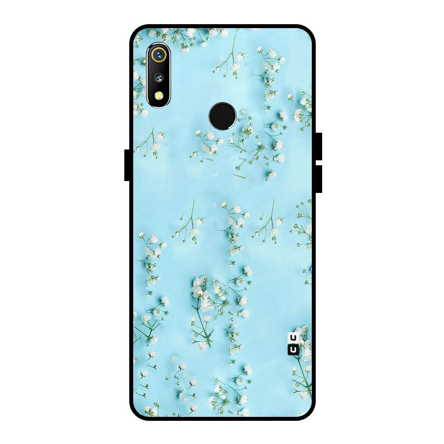 White Lily Design Metal Back Case for Realme 3i