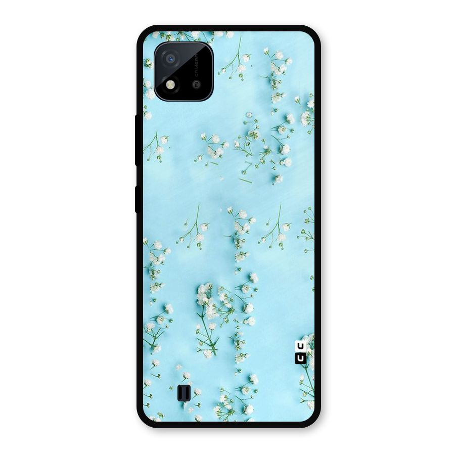 White Lily Design Metal Back Case for Realme C11 2021