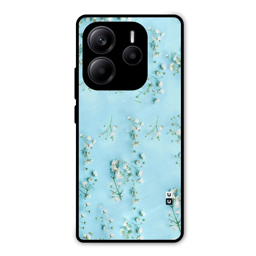 White Lily Design Metal Back Case for Redmi Note 14 5G