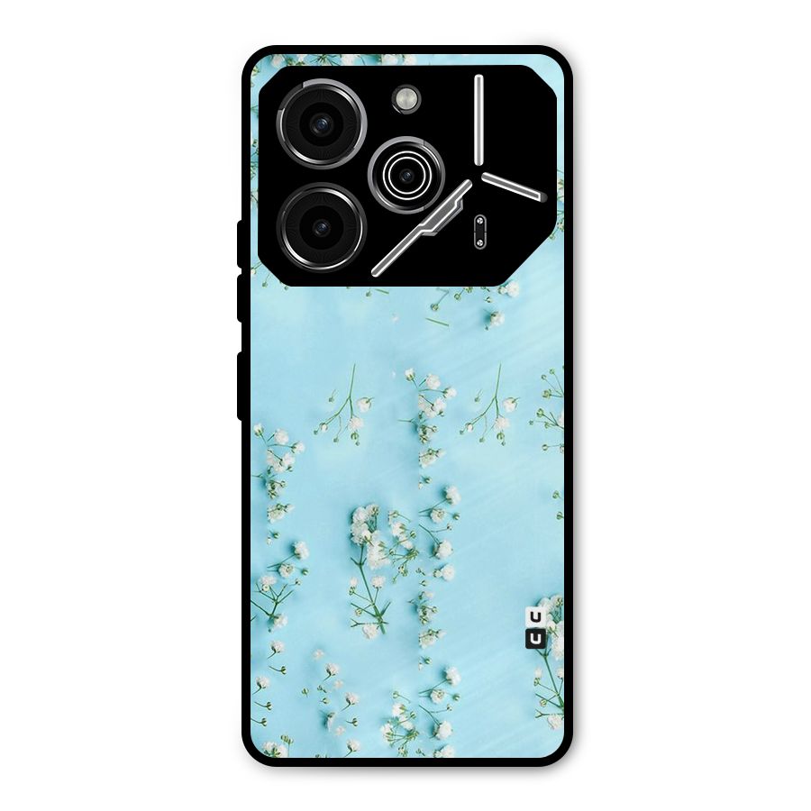 White Lily Design Metal Back Case for Tecno Pova 6 Pro