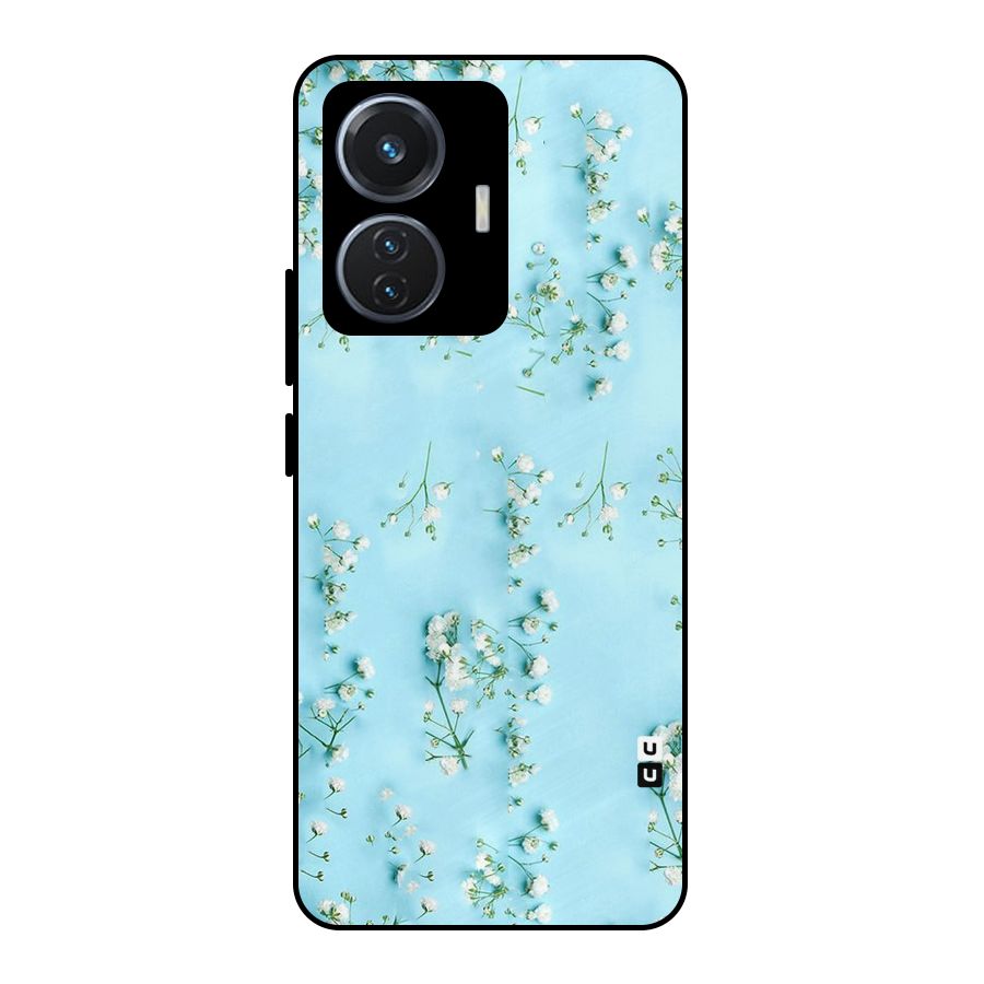 White Lily Design Metal Back Case for Vivo T1 44W