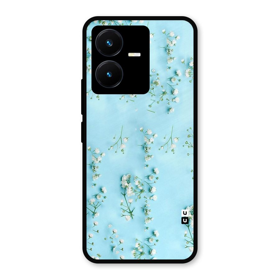 White Lily Design Metal Back Case for Vivo Y22