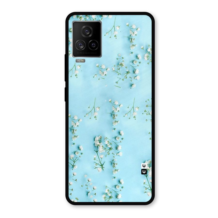 White Lily Design Metal Back Case for iQOO 7 Legend 5G