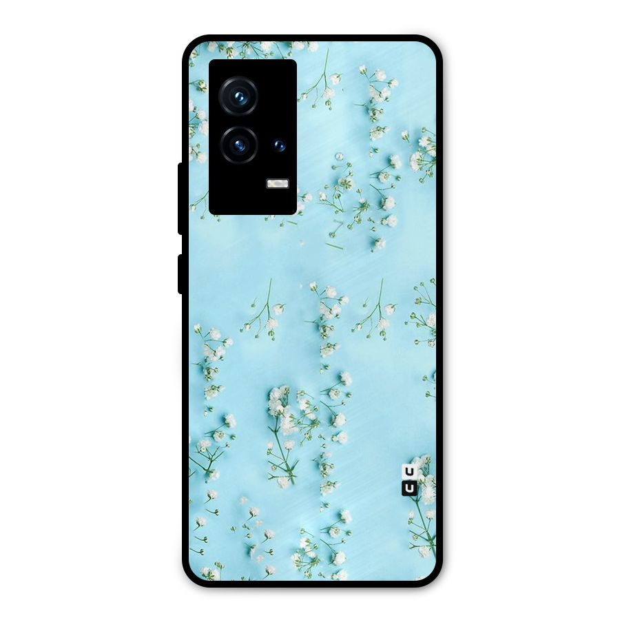 White Lily Design Metal Back Case for iQOO 9 5G