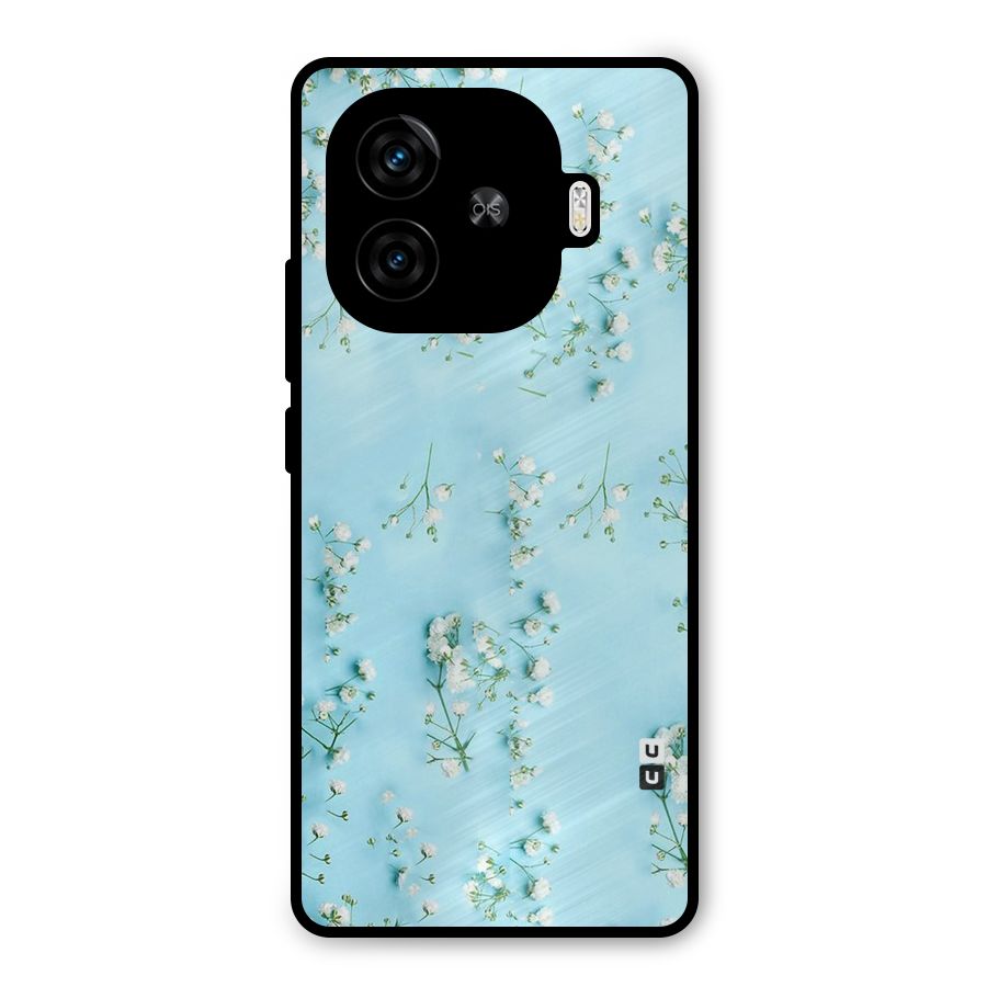 White Lily Design Metal Back Case for iQOO Z9 Turbo