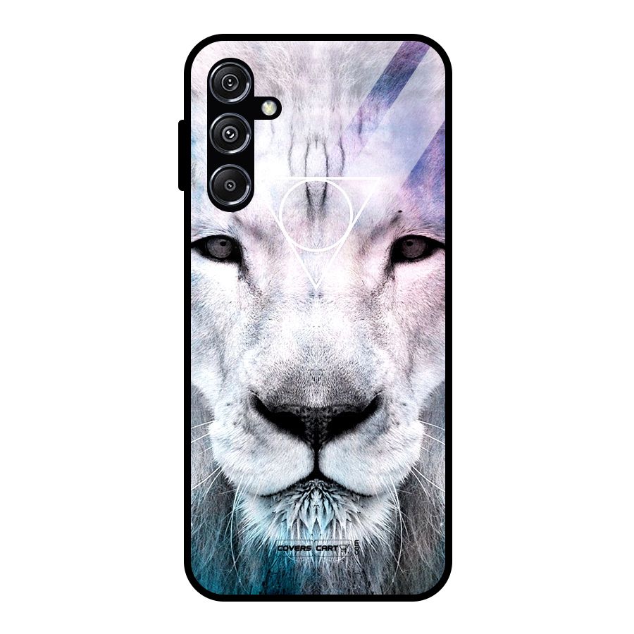 White Lion Glass Back Case for Galaxy M34 5G
