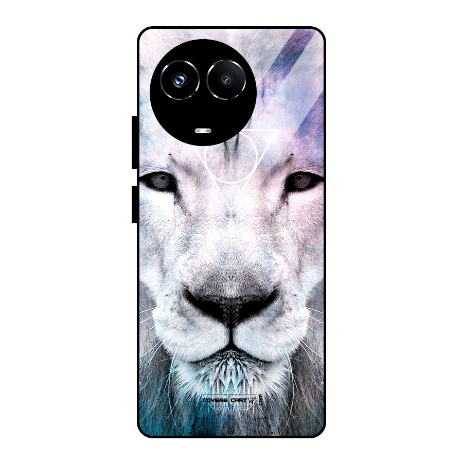 White Lion Glass Back Case for Realme 11X