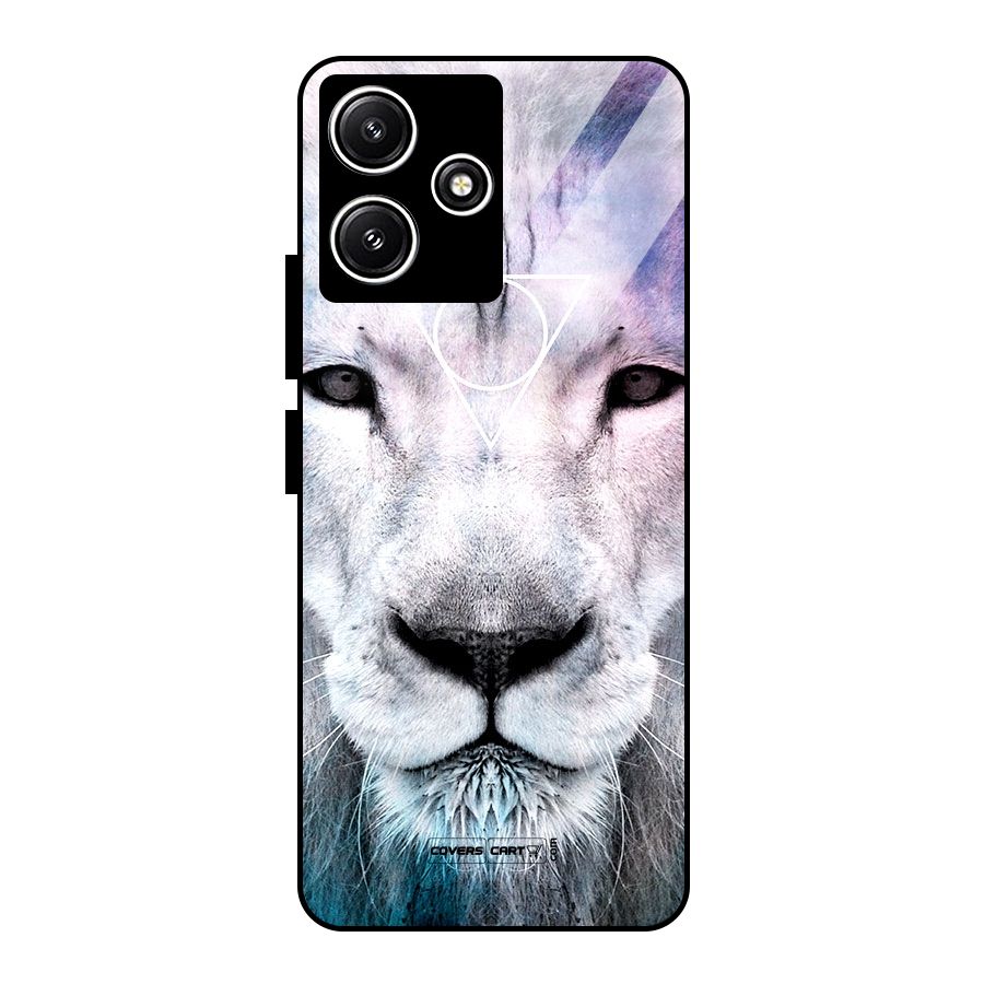 White Lion Glass Back Case for Redmi 12 5G