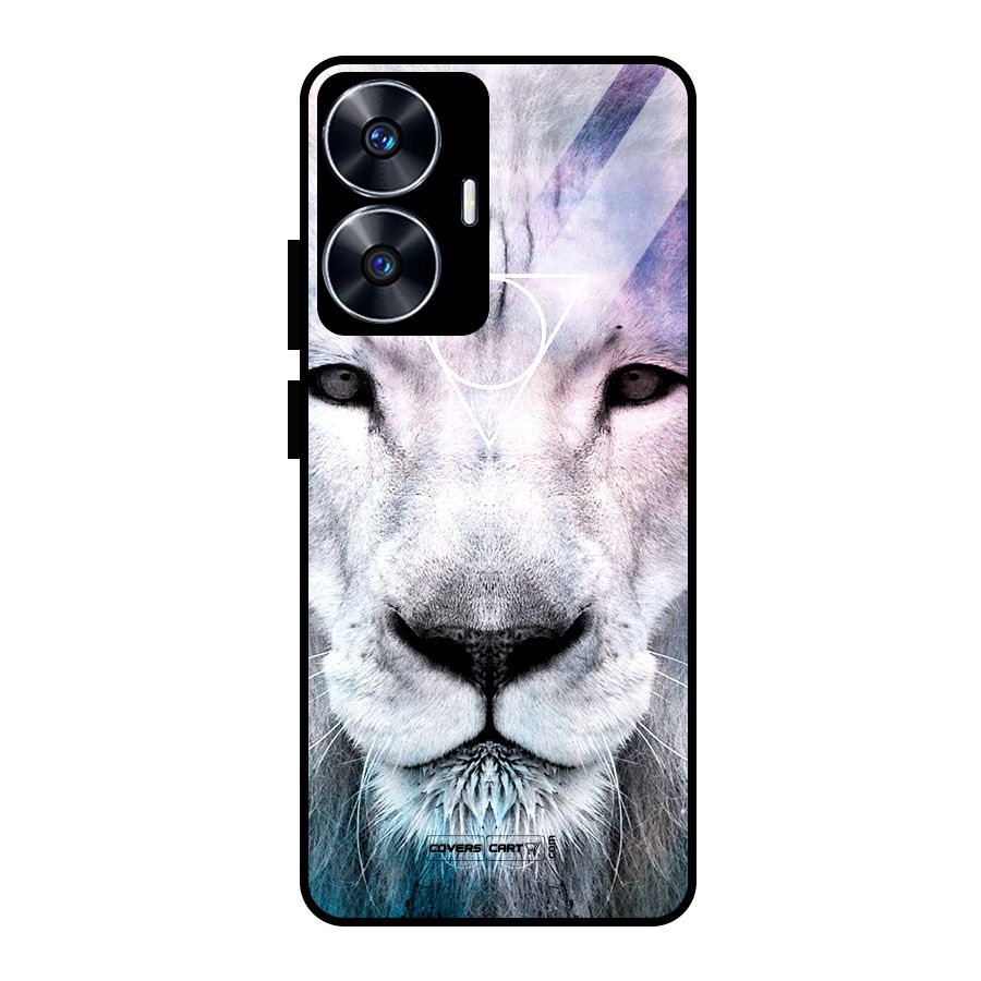 White Lion Glass Back Case for realme C55