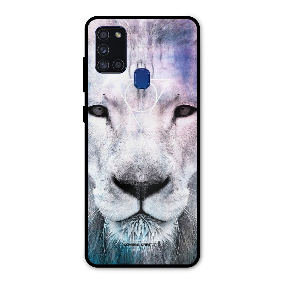White Lion Metal Back Case for Galaxy A21s