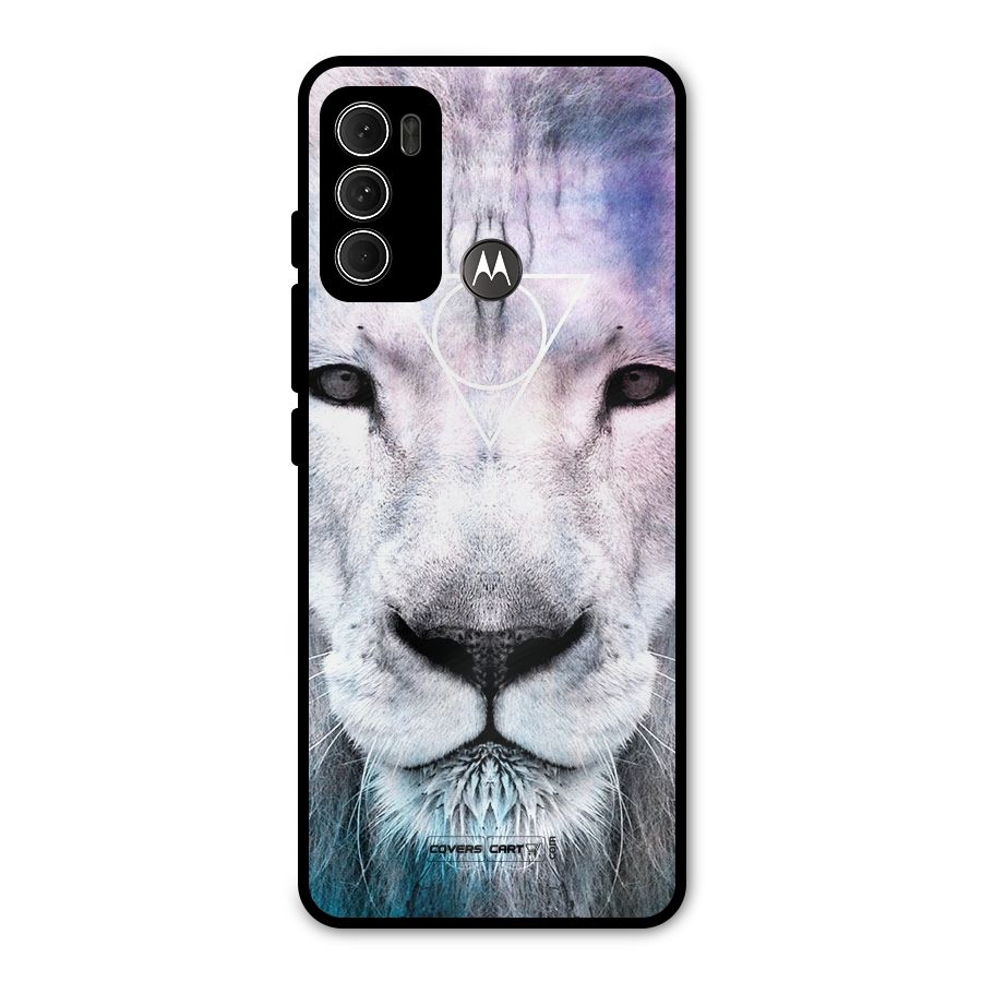 White Lion Metal Back Case for Moto G60