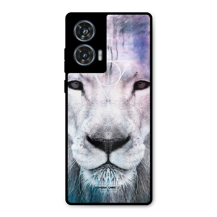 White Lion Metal Back Case for Motorola Edge 50 Fusion