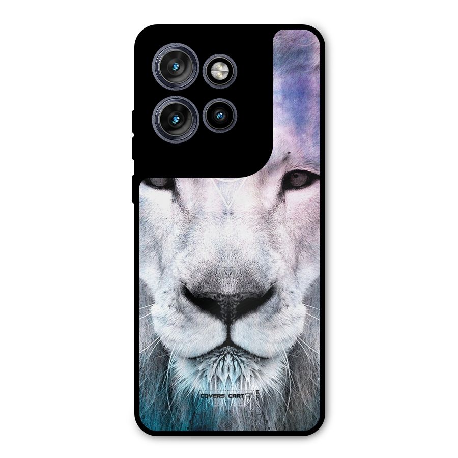 White Lion Metal Back Case for Motorola Edge 50 Neo
