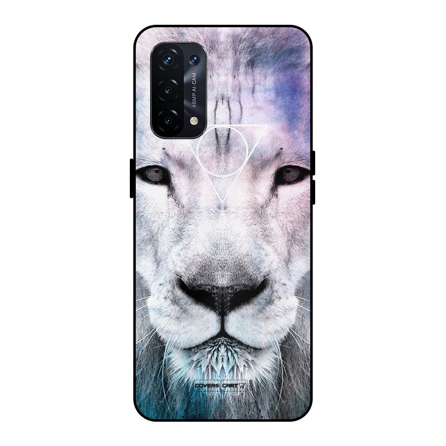 White Lion Metal Back Case for Oppo A74 5G